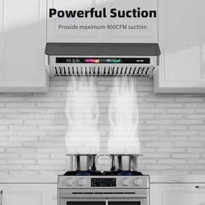 30 in. 900 CFM Ducted Under Cabinet Range Hood in Stainless Steel with Voice Control, Memory Mode, Adjustable Lights