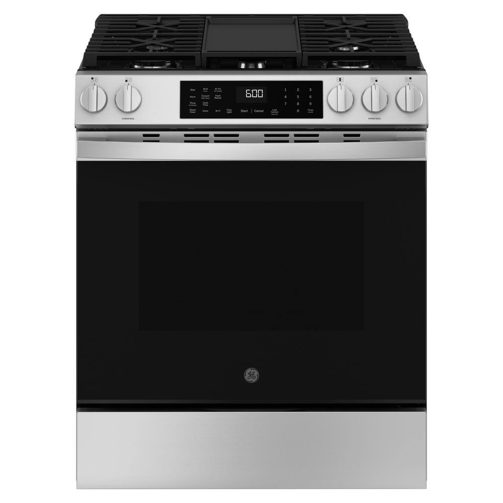GE 30 in. 5Burners SlideIn Smart Gas Convection Range in Stainless