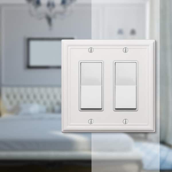 Ascher 2-Gang Rocker White Stamped Steel Wall Plate