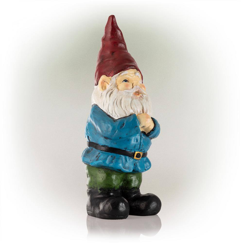 12" Colorful Polystone Bearded Garden Gnome Statue with Red Hat