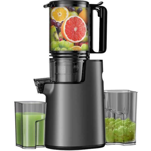 Black Cold Press Juicer, 350W Masticating Juicer with 5.4 in. Wide Feed Chute for Whole Fruits and Vegetables
