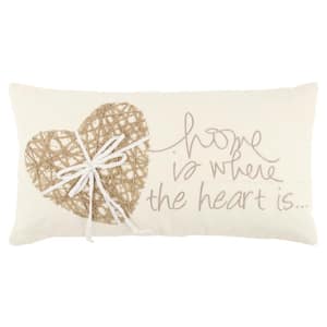 Ivory/Tan Graphic Poly Filled 11 in. x 21 in. Decorative Throw Pillow