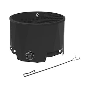 The Peak NHL 24 in. x 16 in. Round Steel Wood Patio Fire Pit with Spark Screen and Poker - Toronto Maple Leafs