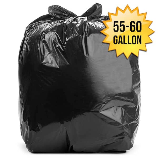 Plasticplace 55 Gallon Trash Bags 1.5 Mil Black Garbage Bags 38 x 58 (75Count)