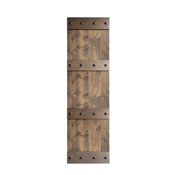 COAST SEQUOIA INC Castle Series 30 in. x 84 in. Smoky Gray DIY Knotty Pine Wood Sliding Barn Door Slab