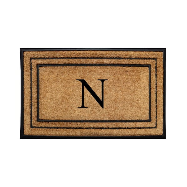 Unbranded A1HC Natural Coir Rubber Doormat, 18 in x 32 in, Heavy Duty, Dirt Trapping, Thick Non Slip Monogrammed N Doormats