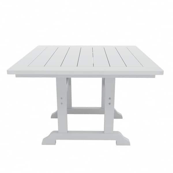 white plastic outdoor dining set