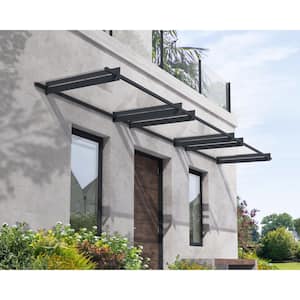 Nancy 3 ft. x 15 ft. Gray/Clear Door and Window Awning
