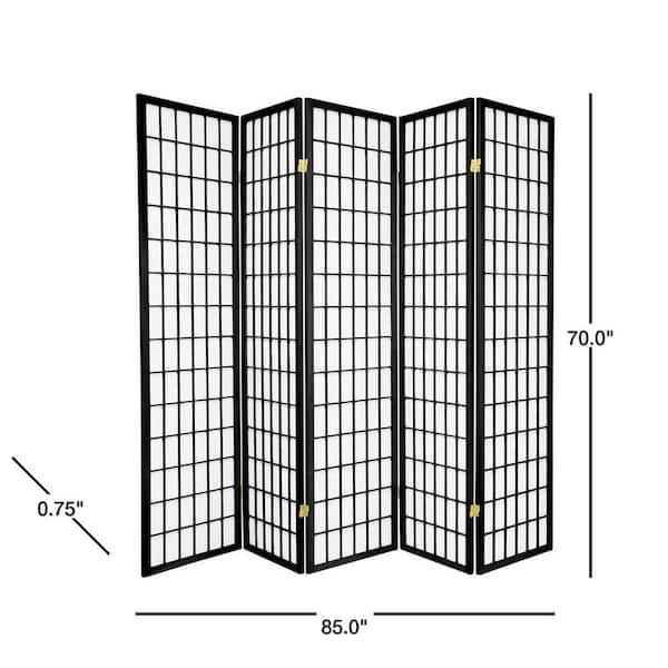 6 ft. Black 5-Panel Room Divider