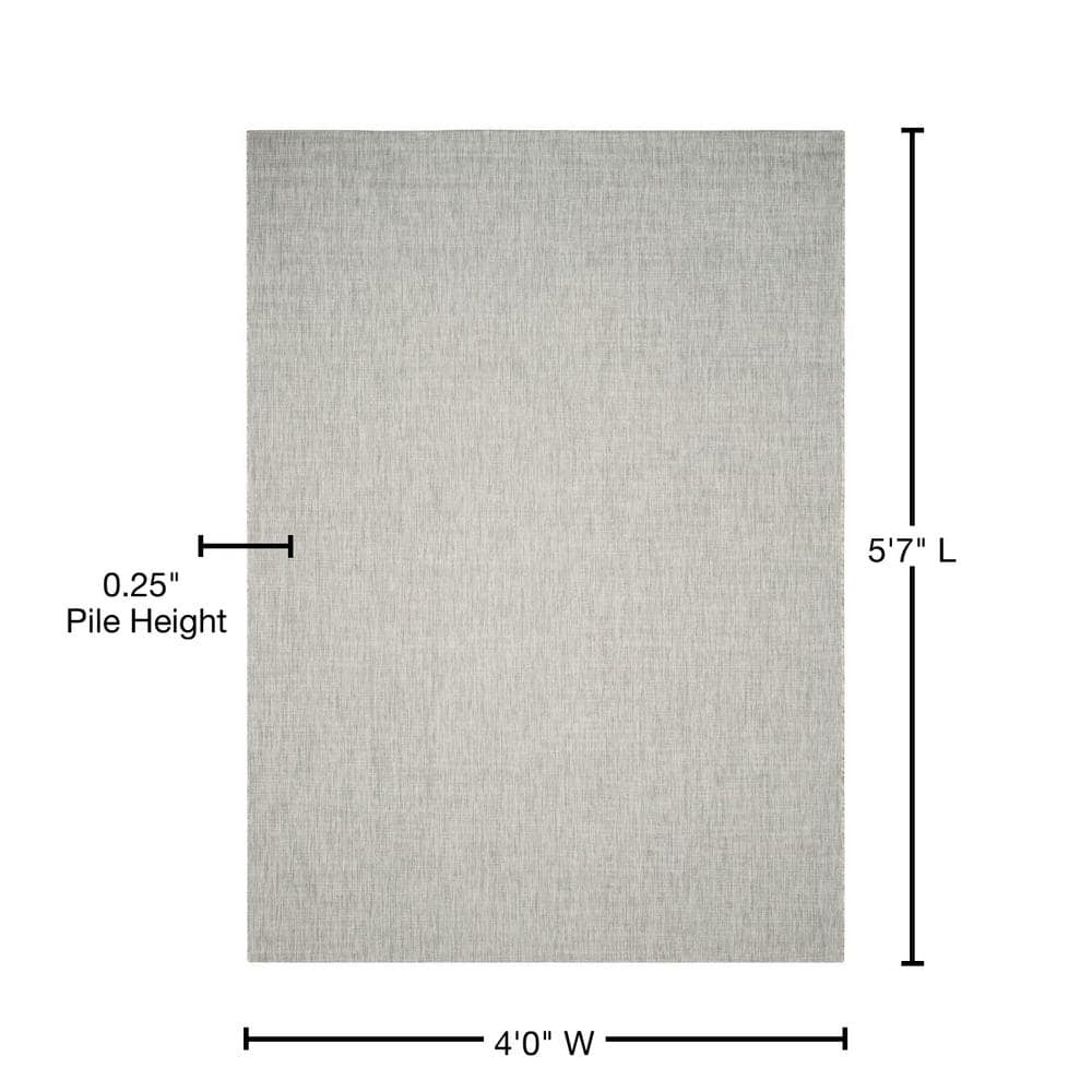 Courtyard Gray 47" Synthetic Flat Woven Indoor/Outdoor Rug