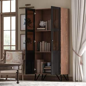 FUFU&GAGA 68.9 in. H White Wood Doors Accent Cabinet with 4-Tier