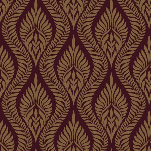 The Wallpaper Company 8 in. x 10 in. Small Paisley Damask Red Wallpaper Sample
