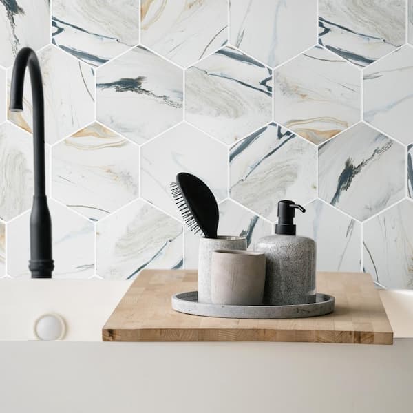 メルタロ様⁂ Merola Tile Marmaris Hex Sunset 8-5/8 in. x 9-7/8 in. Porcelain