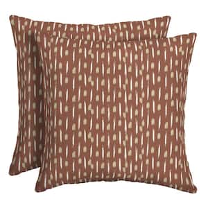 16 in. x 16 in. Rust Red Square Outdoor Brushed Texture Pillow Throw (2-Pack)
