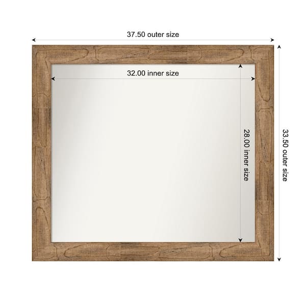 Amanti Art Owl Brown 37.5 in. W. x 33.5 in. Custom Non-Beveled Wood Framed Bathroom Vanity Wall Mirror