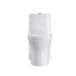 1-Piece 1.1 GPF/1.6 GPF Dual Flush Elongated Toilet in White with Toilet Seat Included