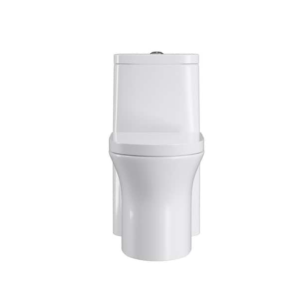 cadeninc 1-Piece 1.1 GPF/1.6 GPF Dual Flush Elongated Toilet in White with Toilet Seat Included