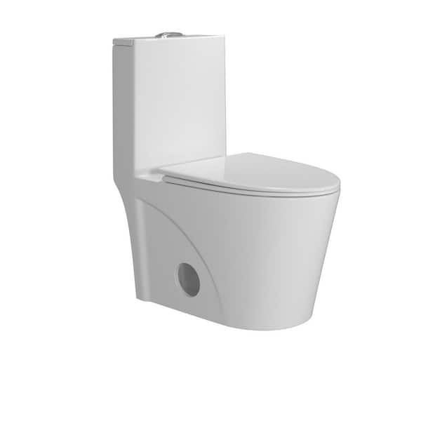 Flynama 12 in. Rough-In 1-piece 1.27 GPF Dual Flush Elongated Toilet in White (Seat Included)