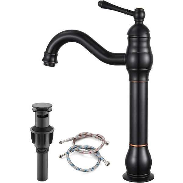 Unbranded Single Handle Single Hole Bathroom Faucet with Pop Up Drain Included and Hose in Oil Rubbed Bronze