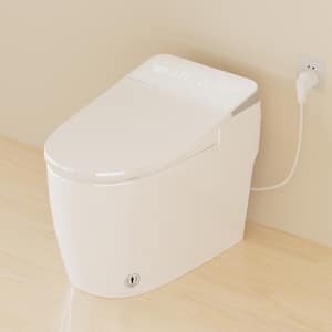 1-Piece Elongated Smart Bidet Toilet Auto Single Flush 1.28 GPF in White, with Warm Air Dryer, Self-Cleaning