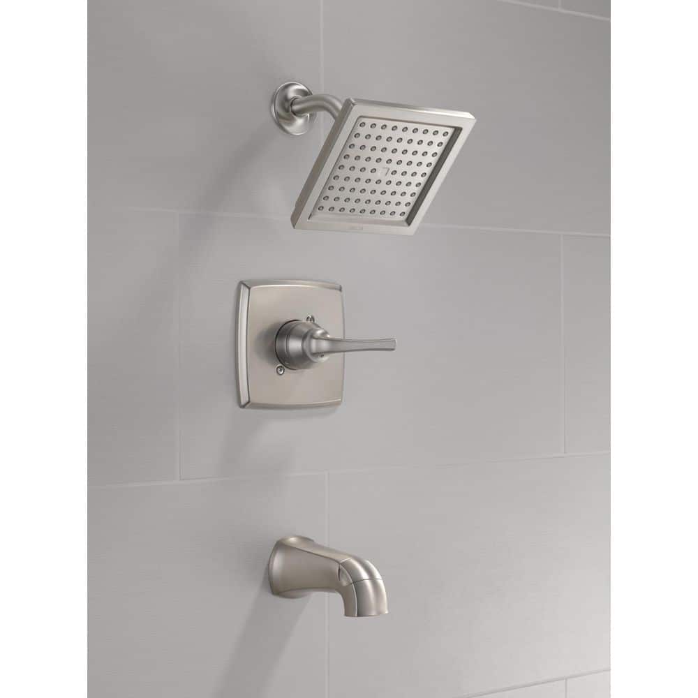 Geist Brushed Nickel Square Wall Mounted Tub and Shower Set