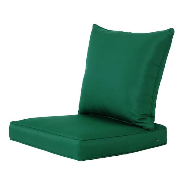BLISSWALK Outdoor Deep Seat Cushion Set 24x24"&22x24", Lounge Chair Loveseats Cushions for Patio Furniture Invisible Green