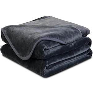 Charlie Gray Solid Color Polyester Throw Blanket