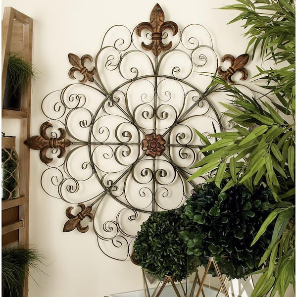 Brown Wooden Floral Pattern Wall Hooks for Hanging Heavy Duty