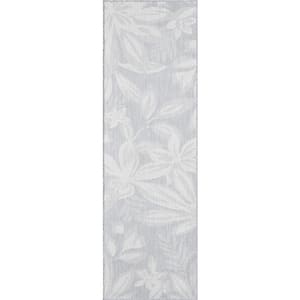 Eco Floral Gray 2 ft. x 8 ft. Indoor/Outdoor Runner Rug