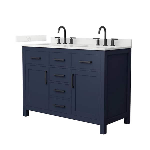 Wyndham Collection Beckett 48 in. Double Freestanding Dark Blue Bath ...