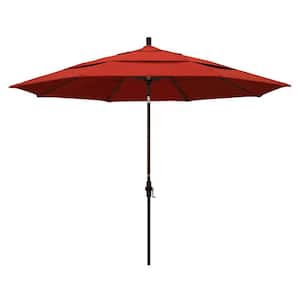 11 ft. Aluminum Collar Tilt Double Vented Patio Umbrella in Sunset Olefin