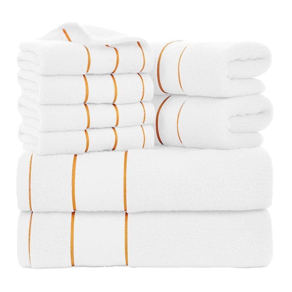 8-Piece White Cotton Bath Towel Set, Hotel Quality Bathroom Towels Set