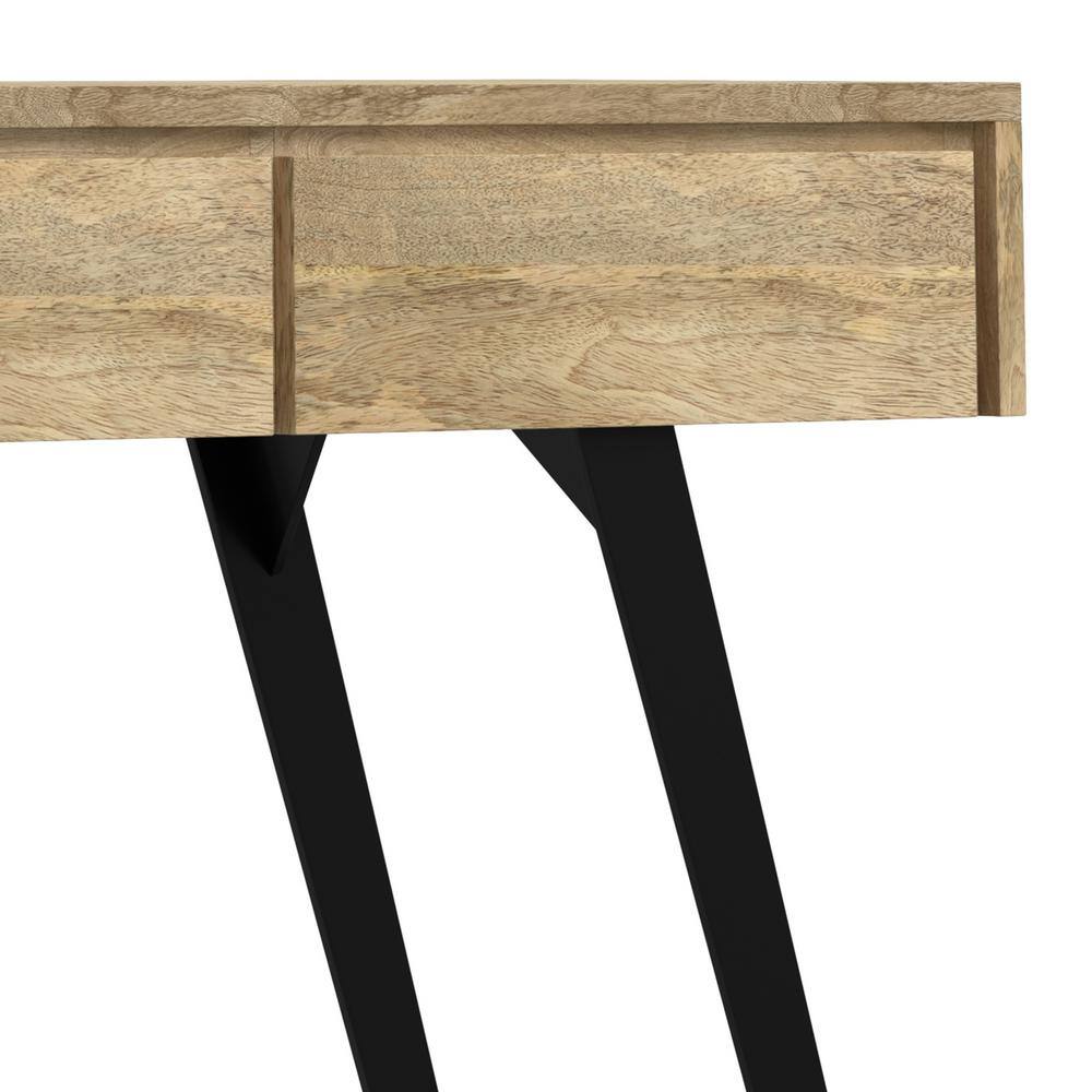 Natural Mango Wood and Metal Console Table with Storage