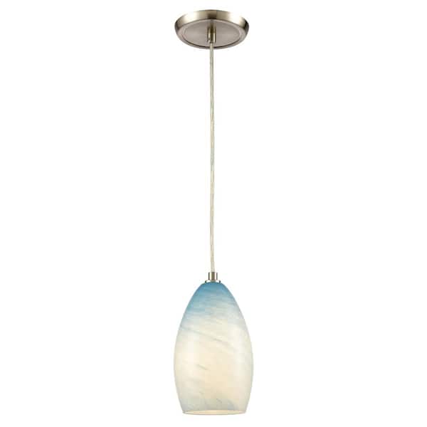 Titan Lighting Parlier 1-Light Satin Nickel Mini Pendant Light with Glass Shade