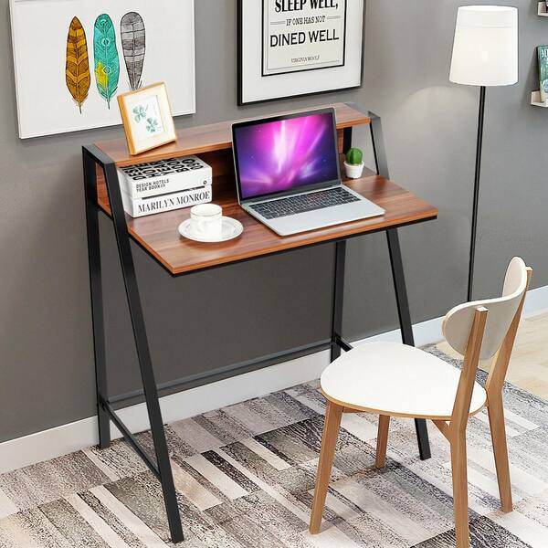 Costway 31 in. Rectangular Brown Desk Components QD-55395