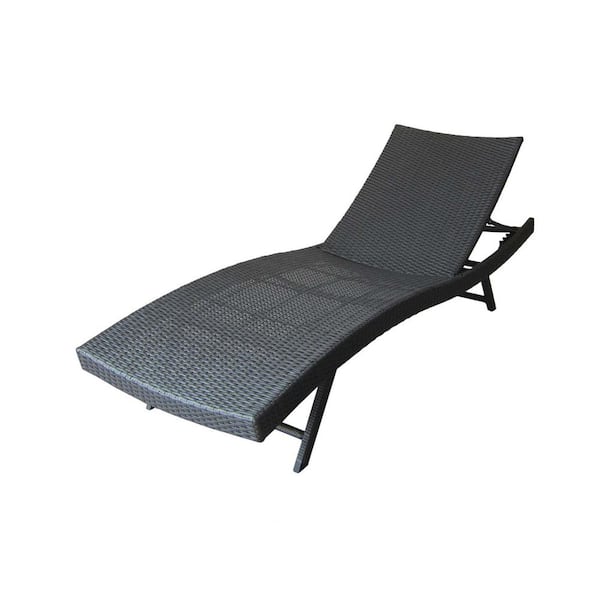 Tunearary 27.5 in. W Gray Wicker Outdoor Chaise Lounge Chair 2-Piece Set With Adjustable Function