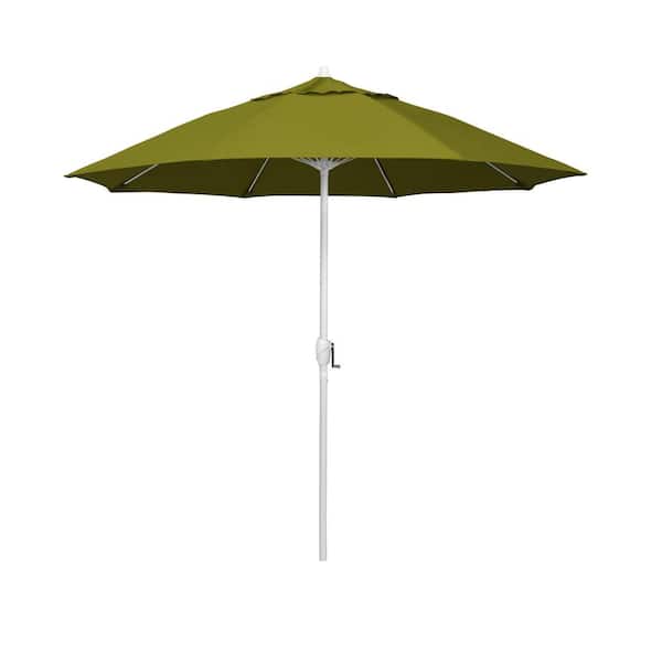California Umbrella 7.5 ft. Matted White Aluminum Market Patio Umbrella Fiberglass Ribs and Auto Tilt in Ginkgo Pacifica