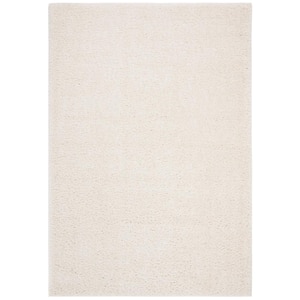 August Shag Ivory Doormat 3 ft. x 5 ft. Solid Area Rug