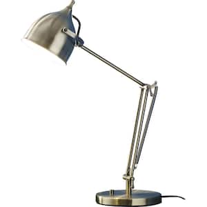 CAPRICE 27.5 in. Satin Brass LED Desk Lamp with Dimmer