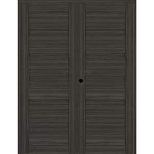 Louver 72 in. x 95.25 in. Right Active Gray Oak Wood Composite Double Prehung Interior Door