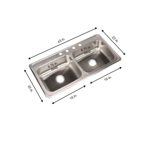 Celebrity 43 in. Drop-in Double Bowl 20-Gauge Stainless Steel Kitchen Sink Only