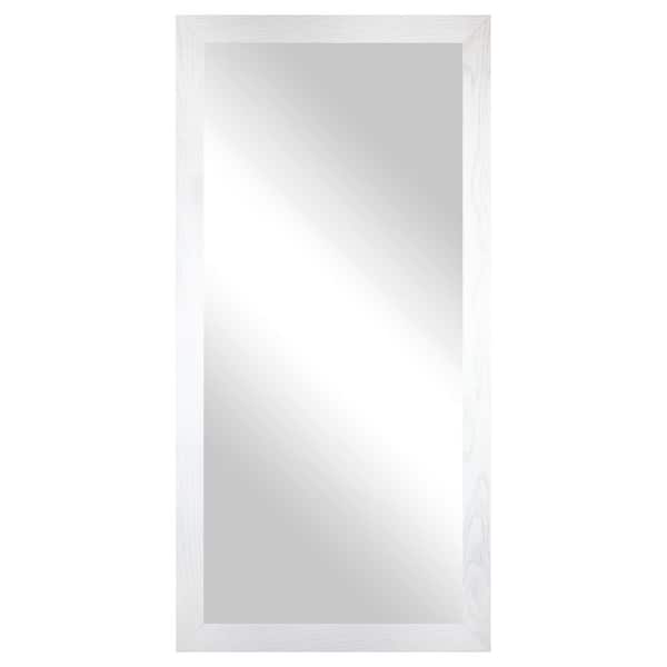 Large Tall (33 in. W x 66 in. H) Wooden White Rectangle Wall Mirror