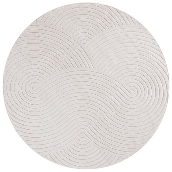 Selena 7 ft. x 7 ft. Ivory Geometric Swirl Round Area Rug