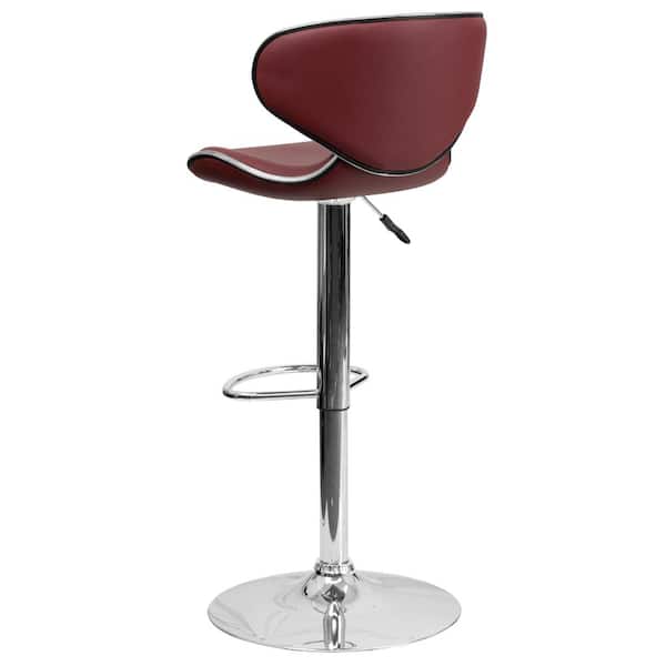 Flash Furniture 32.50 in. Adjustable Height Burgundy Cushioned Bar Stool DS815BURG