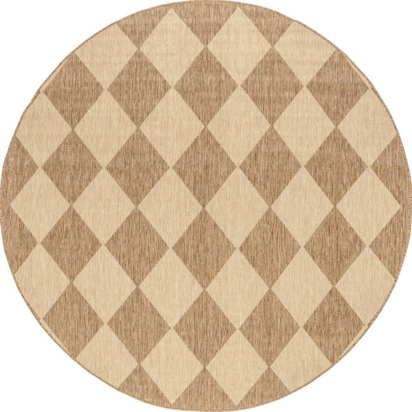 Adelaide Harlequin Brown 8 ft. Outdoor Area Rug