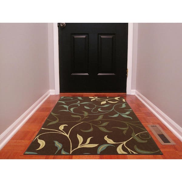 Ottomanson Ottohome Collection Non-Slip Rubberback Bordered 5x7 Indoor Area  Rug, 5 ft. x 6 ft. 6 in., Dark Brown OTH2208-5X7 - The Home Depot