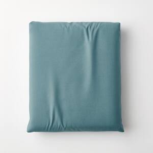Company Cotton Blue Smoke Solid 300-Thread Count Cotton Percale Queen Fitted Sheet