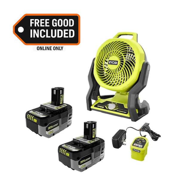 ONE+ 18V Lithium-Ion HIGH PERFORMANCE Kit w/ 4 Ah Battery, 6 Ah Battery, Charger, & FREE ONE+ 18V Hybrid 7-1/2 in. Fan