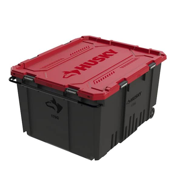 Husky 170 Pro Grip Storage Tote in Black with Red Lid 999