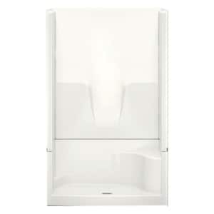 Remodeline 48 in. x 34 in. x 76 in. 4-Piece Shower Stall with Right Seat and Center Drain in Biscuit